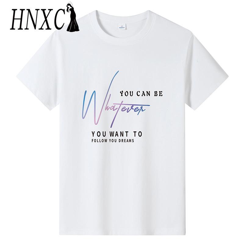 HNXC Puuvillane lühikeste varrukatega T-särk Meeste moodne vaba poolvarrukatega särk trükitud kaastundesärk