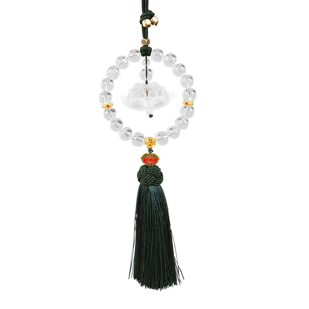 Car Mirror Hanging Accessories Glass Lotus Tassel Pendant Rearview Decoration for Home Office Car Charm Gift