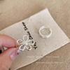Silver Hollow Pearl Flower Opening Ring Women'S Light Luxury High-End Temperament Ring French Retro Niche Ring