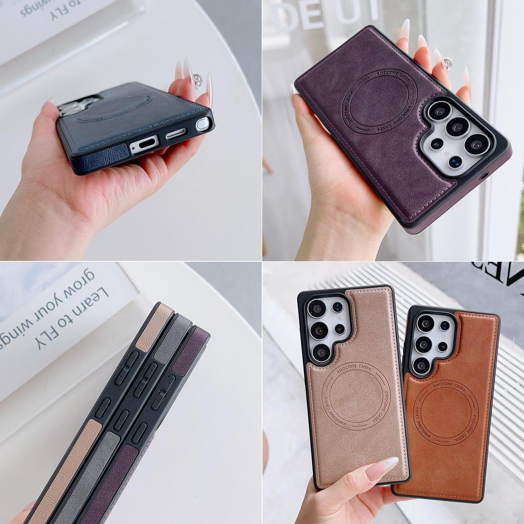 Luxury Cow Leather Magnetic Bumper Phone Case For iPhone 17 Air 16 PM 15 Pro Max Samsung S25 S24 S23 Ultra Google Pixel 10 Anti Shock Protective Cover