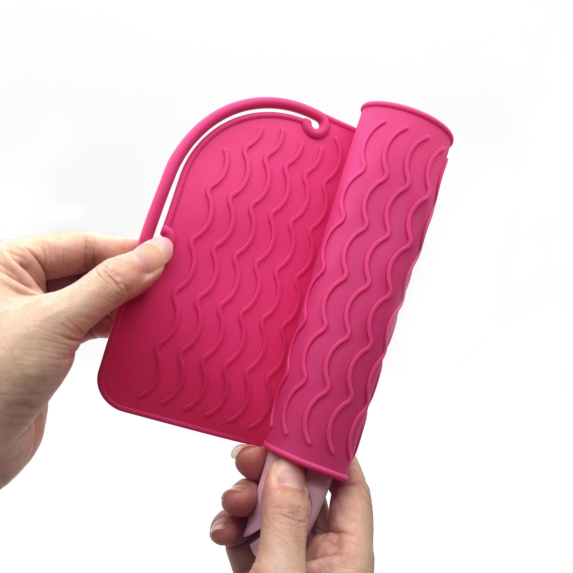 Non-slip Heat Resistant Silicone Mat & Cover for Hair Tools Rose Red