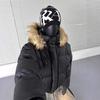 Mens Winter Hooded Puffer Jacket With Detachable Faux Fur Collar Short PU Leather Coat Couples Casual Wear