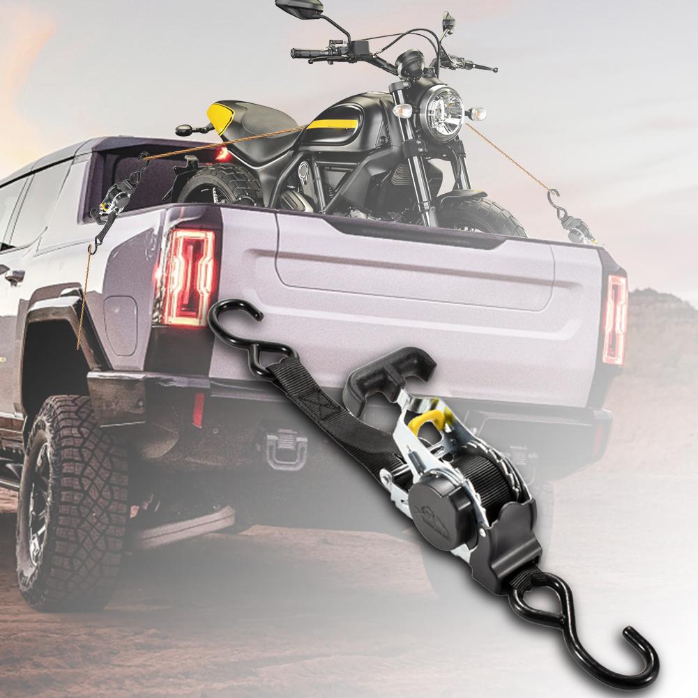 Retractable Belts with S Hook Motorcycles Ratchet Strap Heavy Duty Auto Retractable Ratchet Strap for Trailers Vehicles Boat