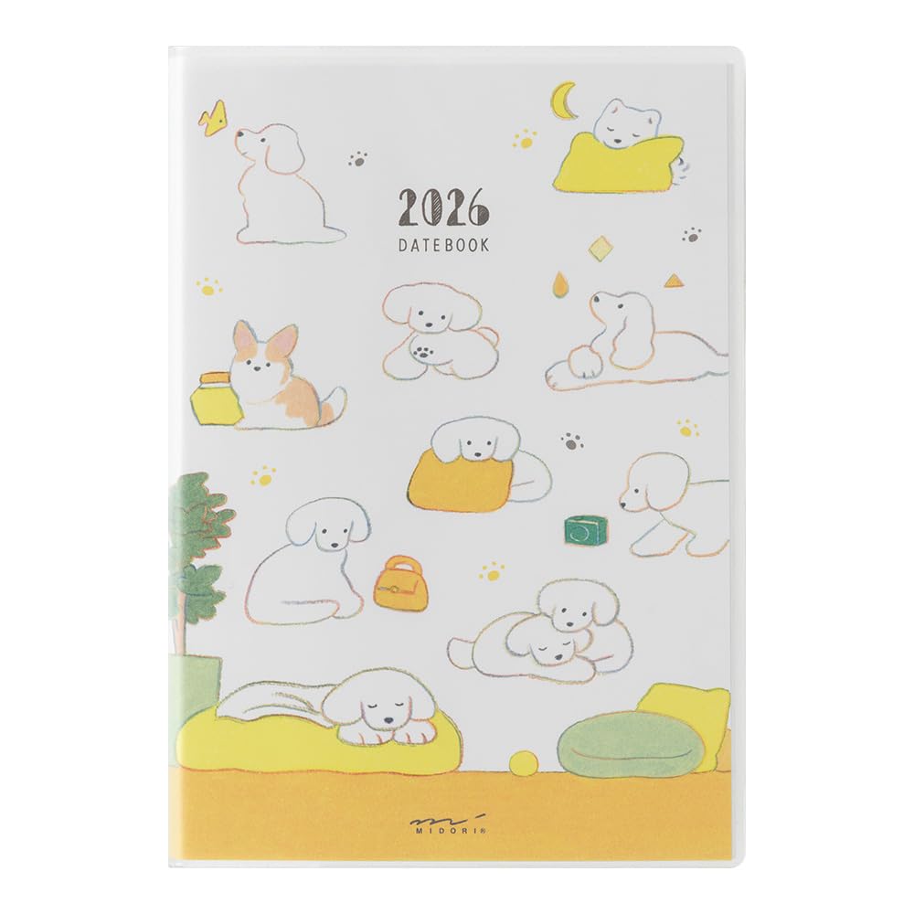 Midori Pocket Dog 22372006 January Diary, 2026, B6, Weekly, Pattern, (Starts 2026)