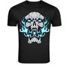 Electric Blue Flame Skull T-Shirt - Dark Horror Energy Graphic