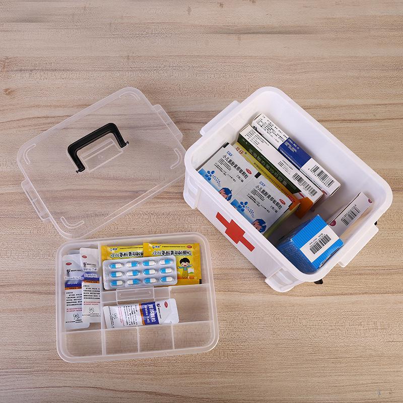 Extra Large Double-Layer Handheld Medicine and First Aid Storage Box
