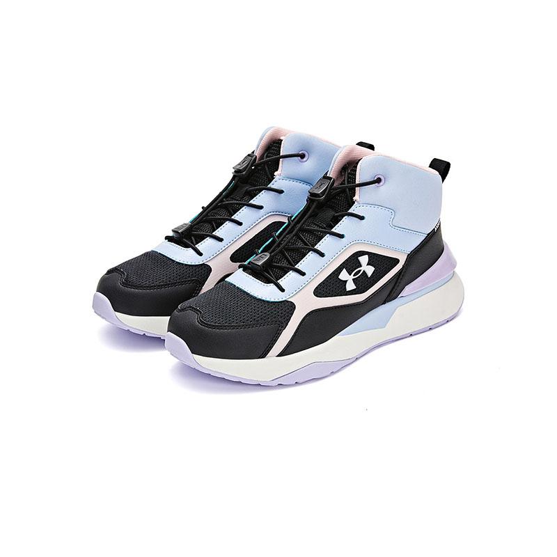 Under Armour Kids Lifestyle Series Fashion High-Top Casual Shoes Kids Sneakers Black Blue 2441304