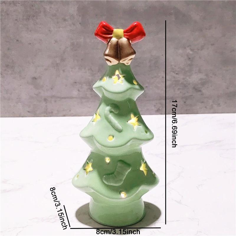 Creative and cute ceramic bow bell star Christmas tree ceramic ornaments, home Christmas decorations, Christmas decoration gifts