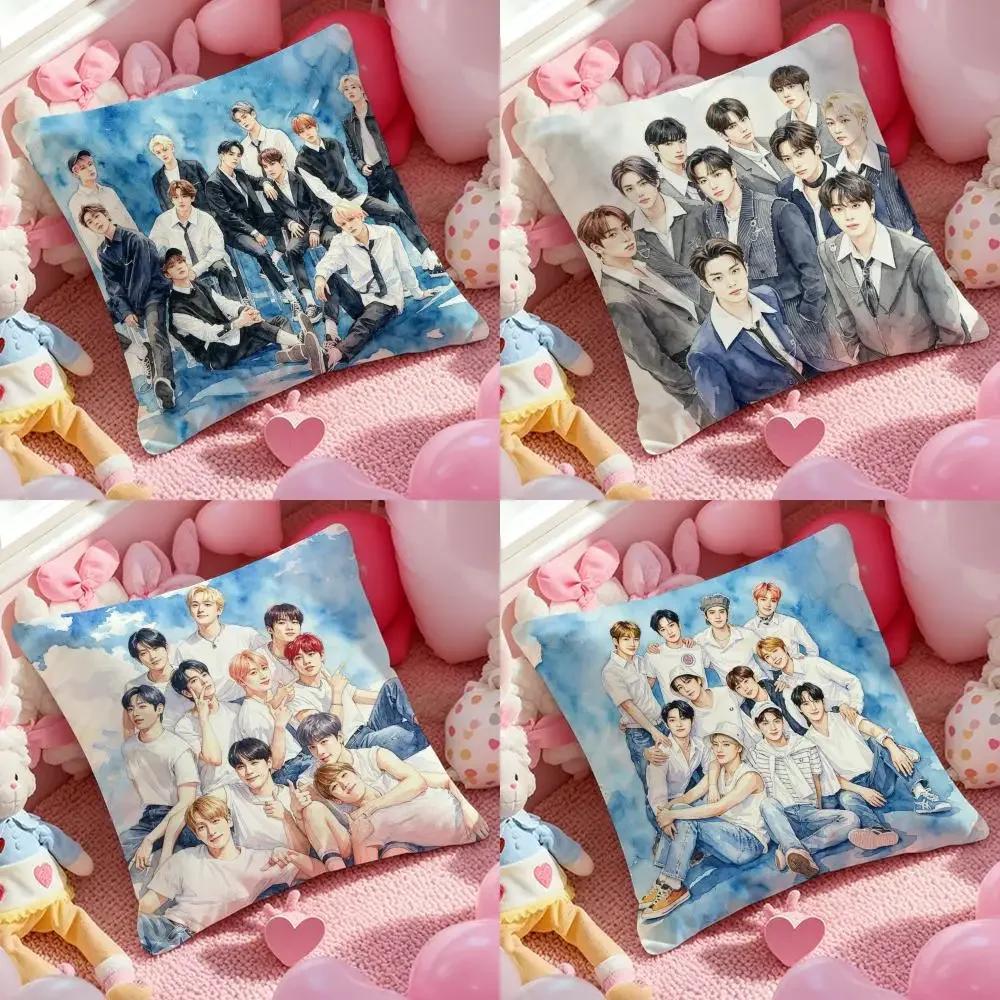 Kpop TTHE BOYZSS Cushion Cover Pattern Printed Pillowcase for Living Room Sofa Cushion Cover Bedroom Decor
