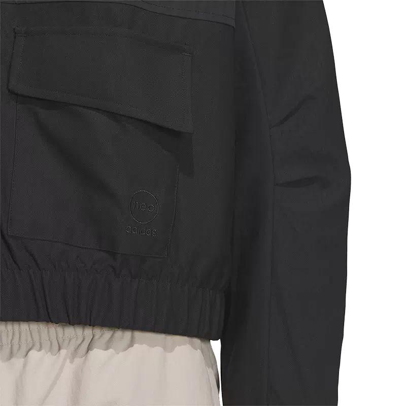 adidas Neo Solid Color Zip Hooded Long Sleeve Jacket Women Jackets Black IK3432