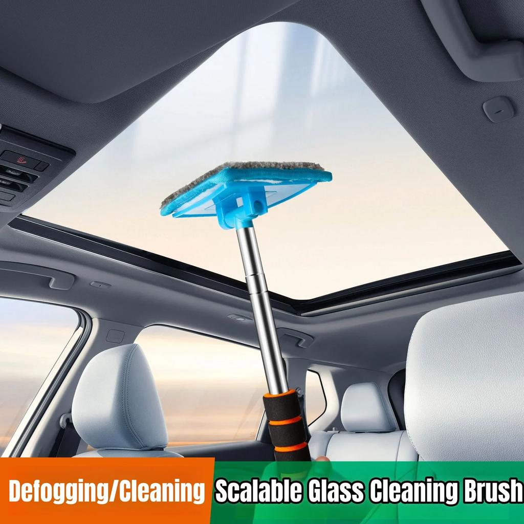 Car Windshield Cleaning Brush Window Glass Clean Wiper Telescoping Long Handle Scratch-Free Soft Wash Microfiber Washing Tool