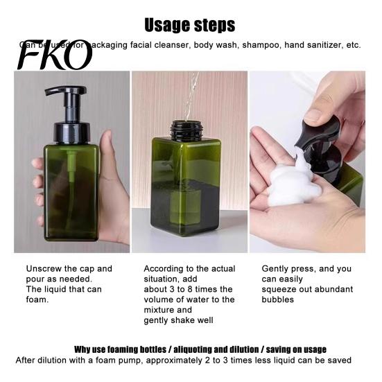 Facial Cleanser Foaming Bottle 250/450ML Press Soap Dispenser, Refillable Hand Shampoo Shower Gel Dispenser Container, Empty Pump Lotion for