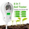 6 In 1 Soil PH Meter Rotatable Backlit Display Analyzer Moisture Sensor Soil Tester Garden Tool