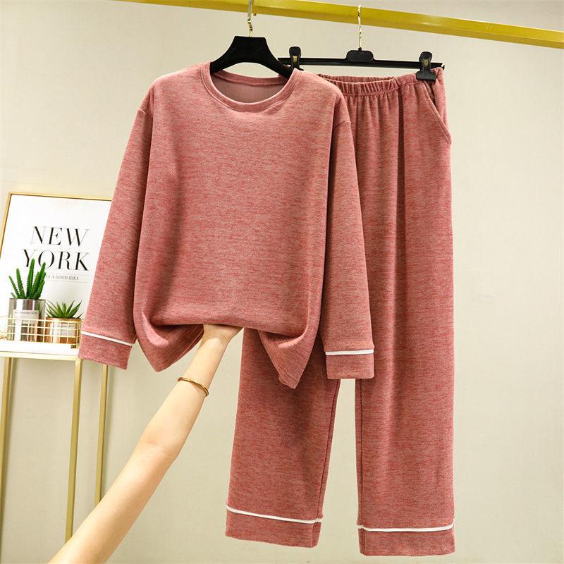 

Осень и Зима Большой Размер Плюс Бархат Утолщенный Немецкий Бархат Женский Свободный Повседневный Костюм для Дома Пижама Пижама Чтобы Сохранять Тепло XXL красный