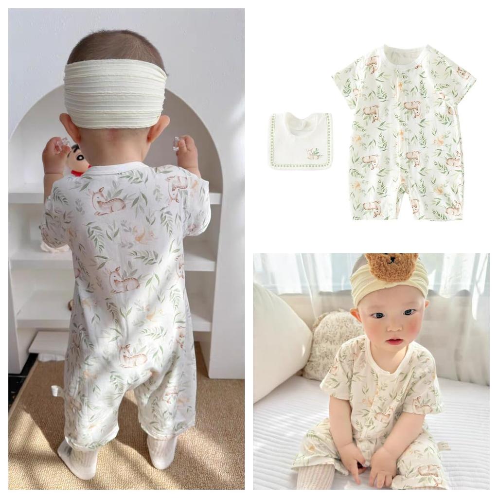 Babykleidung für Mädchen und Kurzarm-Strampler-Overall mit coolem Baby-Aufdruck vorne, Neugeborenen-Süßes Tier Schmetterling 80 [YIN OON] Jungen, Lätzchen, Dünn, Baumwolle,