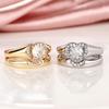 Princess love four-claw inlaid ring, light luxury old money wind  geometric ring