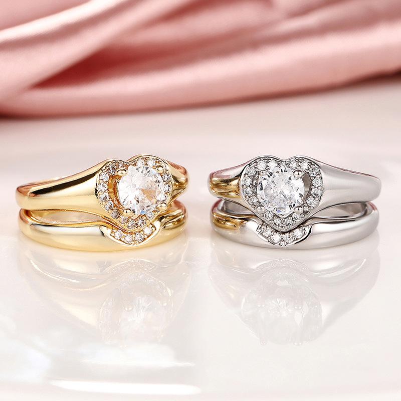 Princess love four-claw inlaid ring, light luxury old money wind geometric ring
