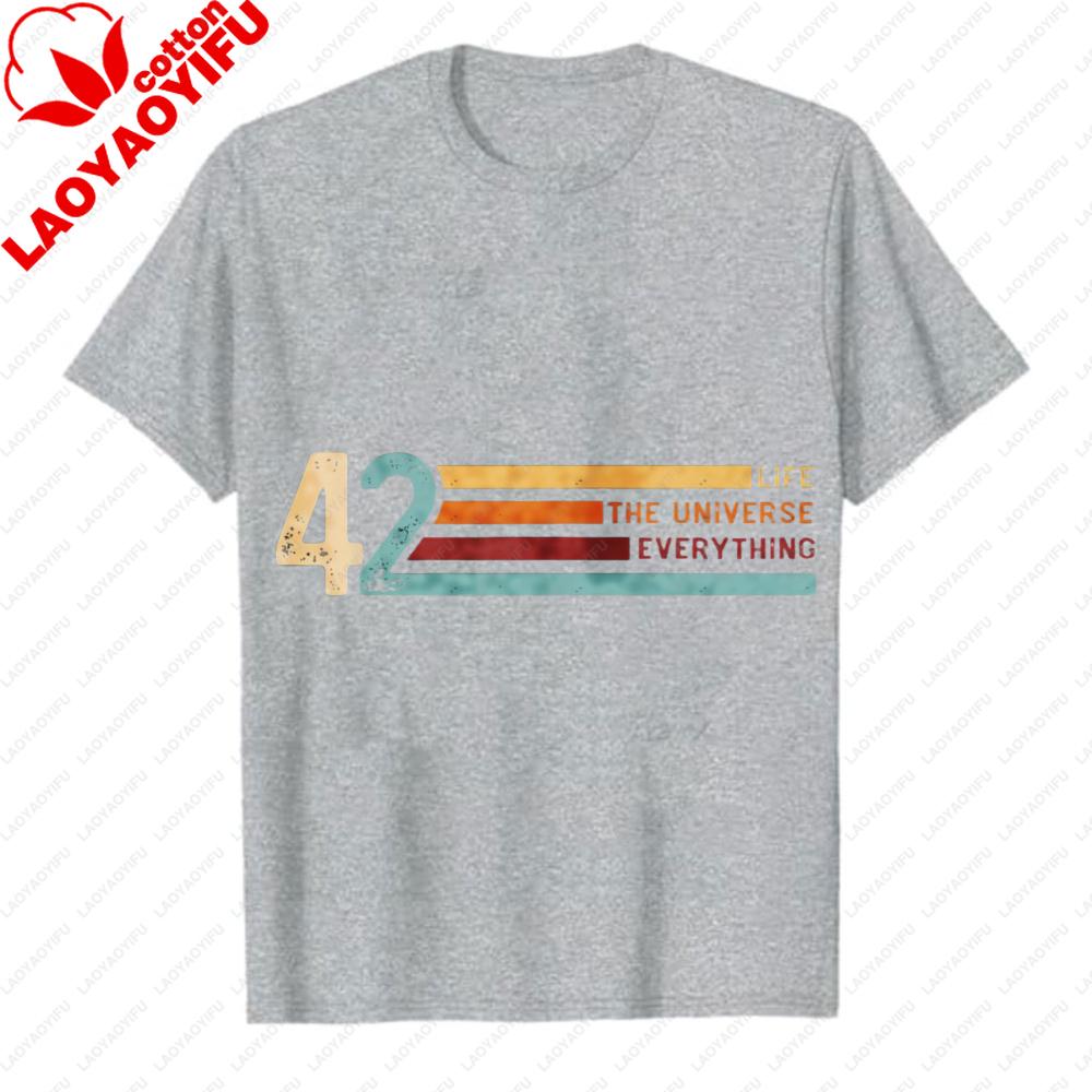 42 La Réponse à la Vie l'Univers et Tout T-shirt Rayé Rétro Guide du Voyageur Galactique T-shirt Graphique Polyvalent