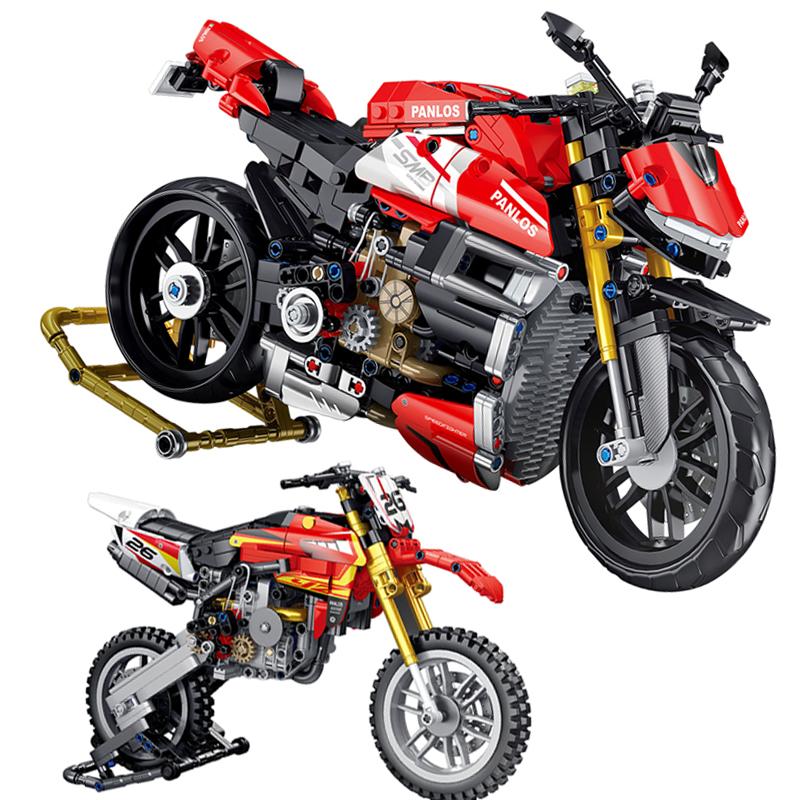Technical Motorcycle Building Blocks PANLOS MOC Champion Racing City Car Model Speed Expert Motorbike Bricks Toys for Kids Gifts