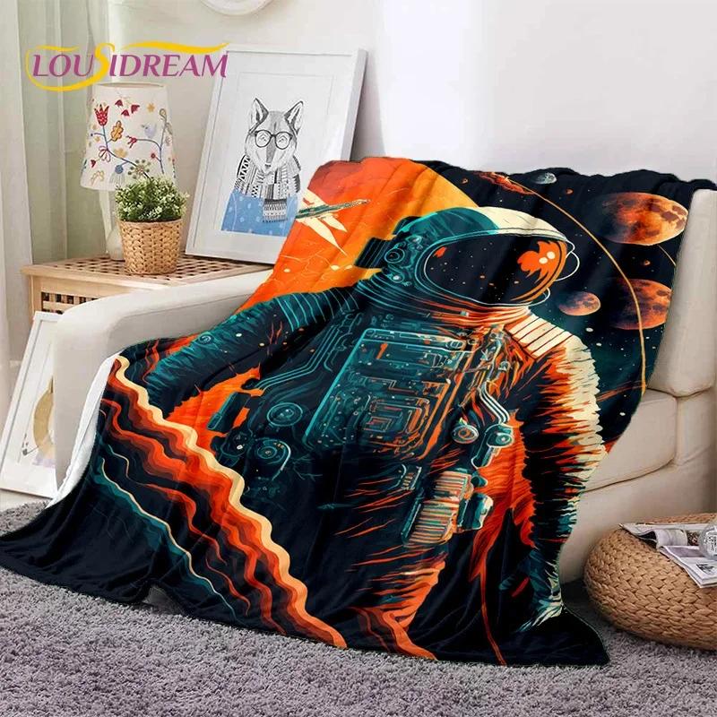 Astronaut Universe Spaceman Outer Space Cartoon Soft Flannel Blanket for Beds Bedroom Sofa Picnic,Throw Blanket Outdoors Leisure