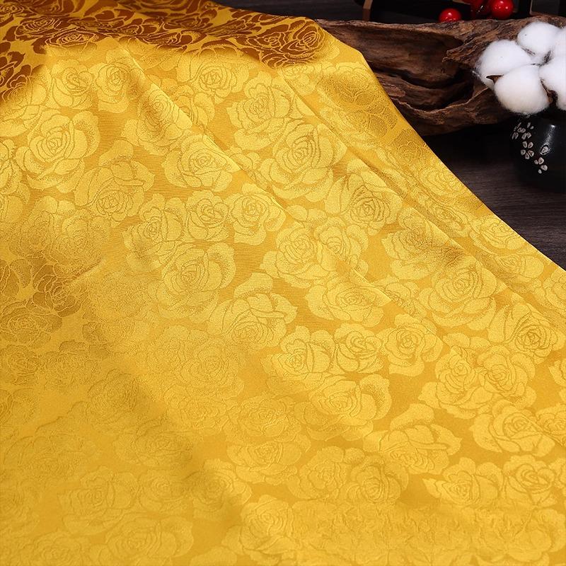 Wide 150cm Rose Jacquard Fabric for Needlework Cheongsam Dress Pajamas Costume Diy Sewing Soft Micro Elastic Cloth