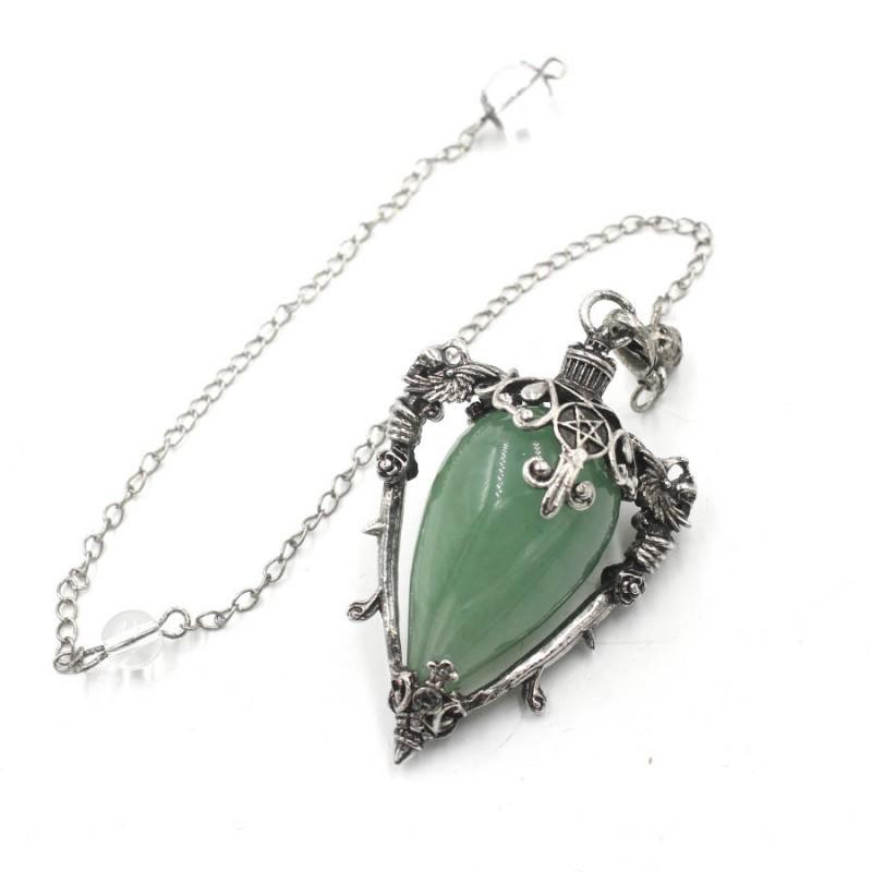 Crystal Pendulum Pendant Necklace Natural Stone Gemstone Charm Women Fashion OL Style Copper Plated Jewelry