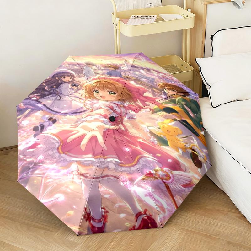 1PC Sakura Kinomoto Automatic Umbrella - Suitable Travel Outdoor Portable Umbrella Birthday Gift Daily Essentials