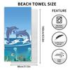 Microfiber Blue Dolphin Beach Towel Swimming Quick Drying Travel Camping Sports Towel