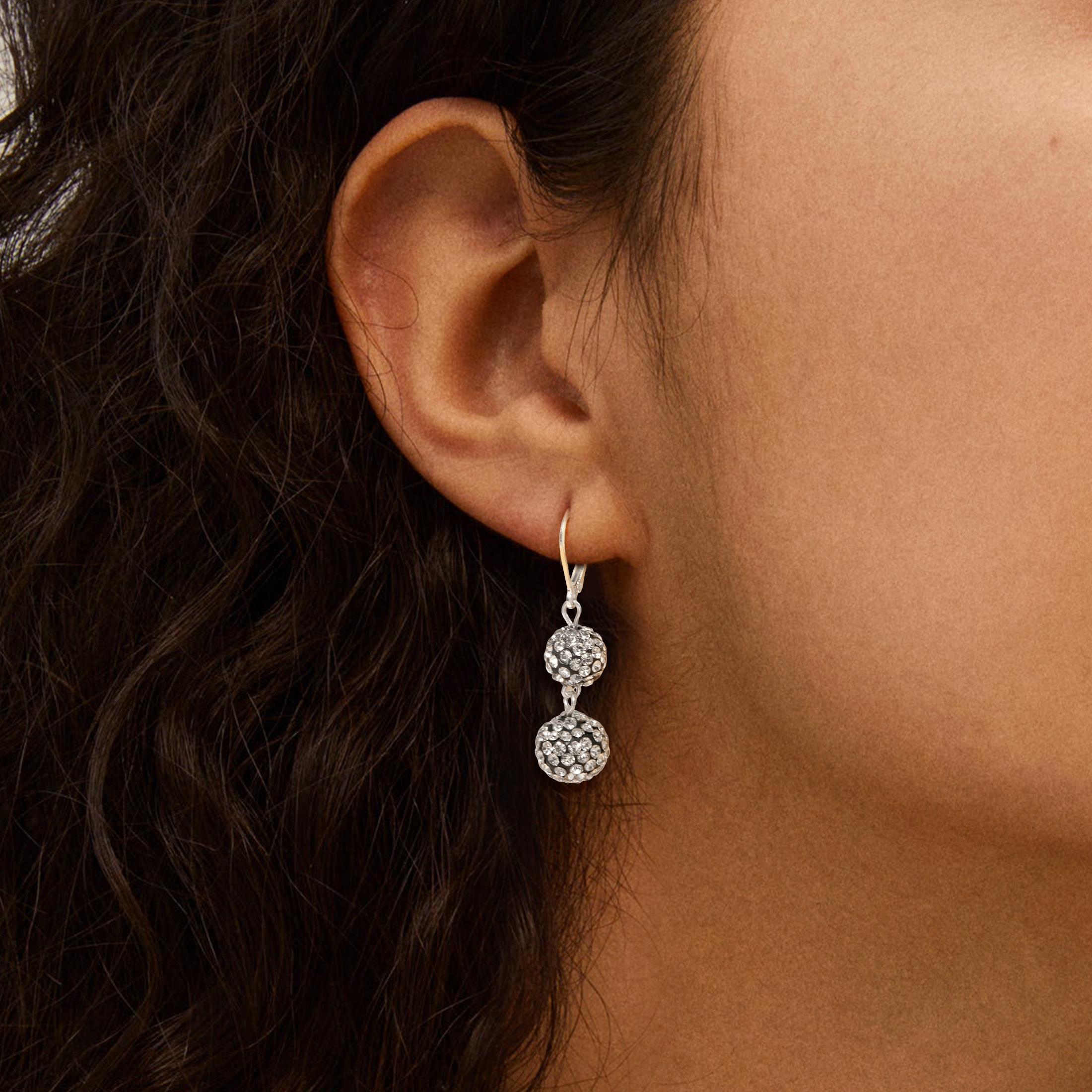 

Silvery Cubic Zirconia Ball Dangle Earrings for Women Gothic Jewelry Gift Silver