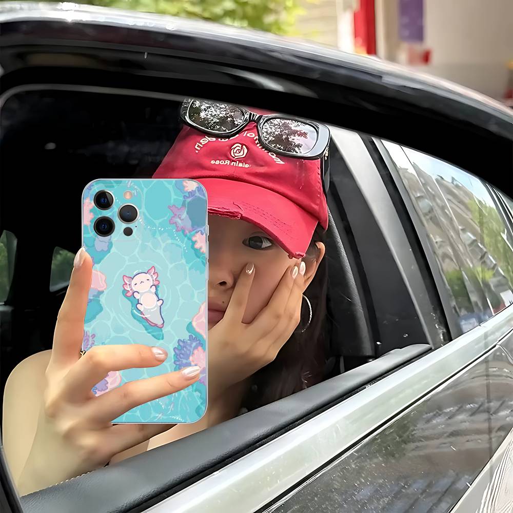 Cartoon Axolotl Cute Transparent Soft Phone Case For IPhone 15 12 14 16 17 13 Plus 11 Pro Max 13 Pro