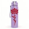 1PC Red Lotus Flower Art 750ml Color Plastic Sports Water Bottle Leakproof Flip Straw Lid Suitable for Sports Office Home Use