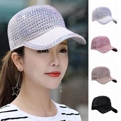 Lightweight Rhinestone Baseball Cap Breathable Rhinestone Visor Hats Woman Shiny Cap  Travel Use