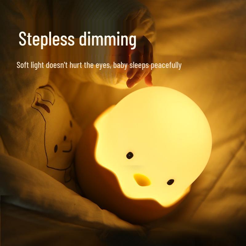 Eggshell Chicken LED Night Light - Silicone USB Rechargeable Roly-Poly Children's Desk Lamp