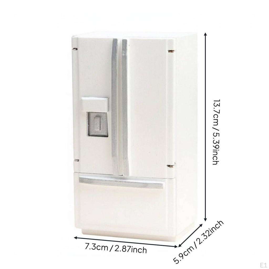 Dollhouse Kitchen Fridge Opening Doors 1:12 Scale Refrigerator Realistic Design Miniature