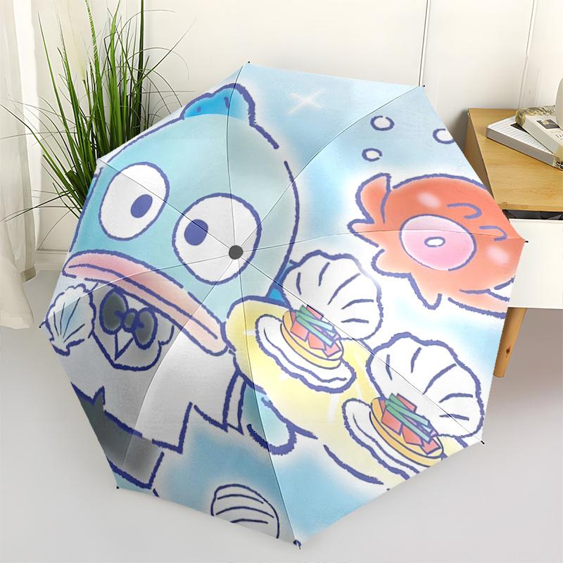 

1pc Underwater Adventure: Blue Octopus Chef with Shell-Shaped Plates Automatic Folding Umbrella with 8-Bone Iron Frame - Perfect for Fans, Travelers,