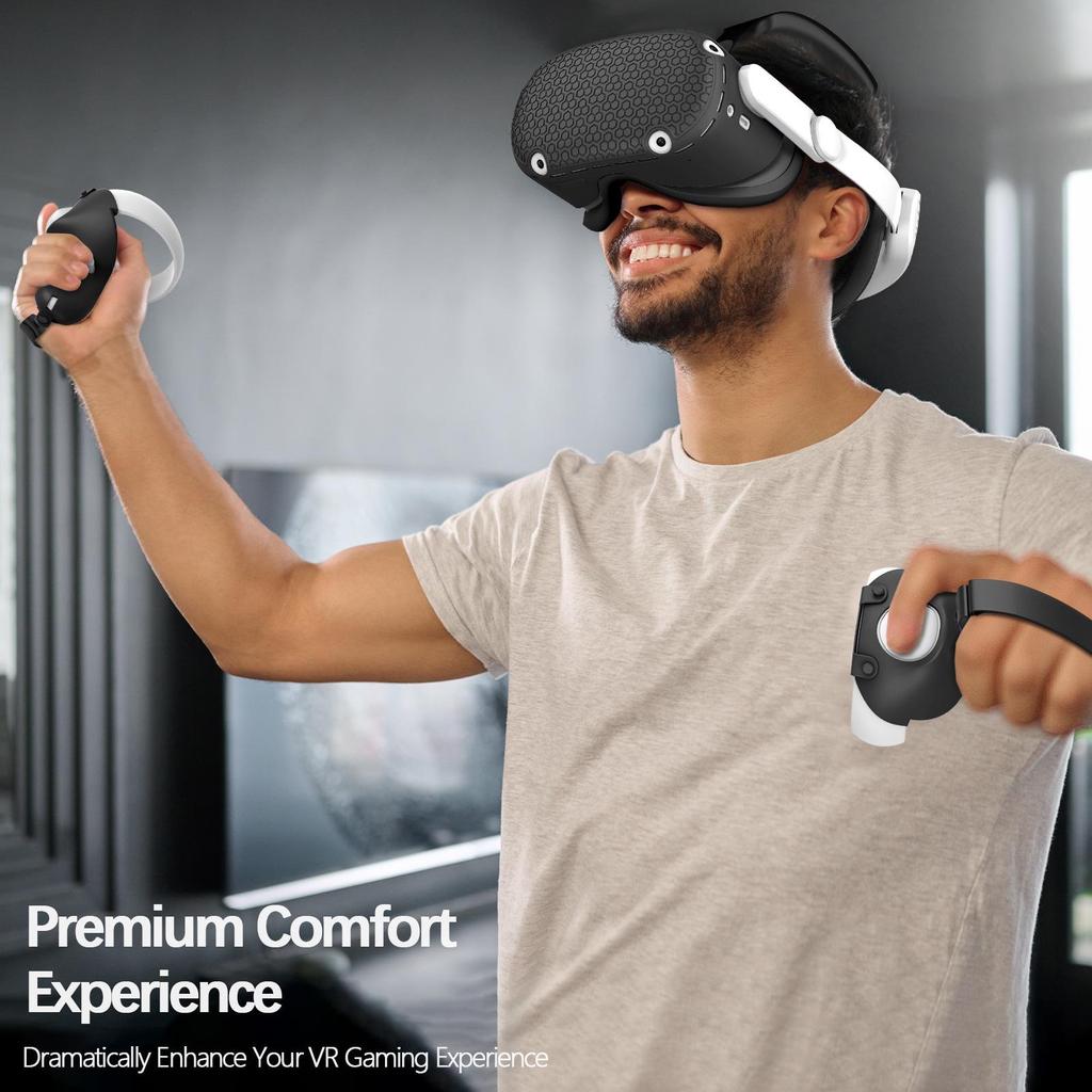 Five-Piece Silicone Protective Case Set for Meta/Oculus Quest 2: VR Controller and Main Unit Covers