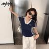 MJ STYLE Women's Color-Block V-Neck T-Shirt