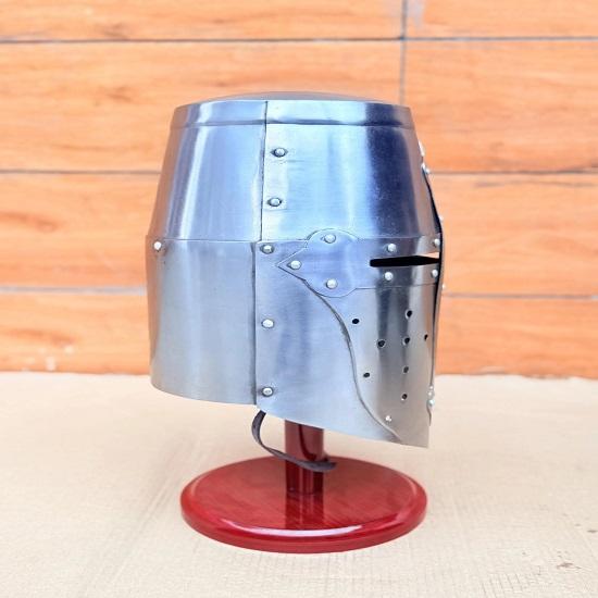 Silver Templar Helmet  Medieval Crusader Helmet  LARP Cosplay Halloween Costume Best Gift Halloween