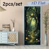 2pcs Dreamy Forest Theme Door Wall Stickers Vine Butterfly Stickers Children's Room Bedroom Entrance Decoration Stickers Home Wa