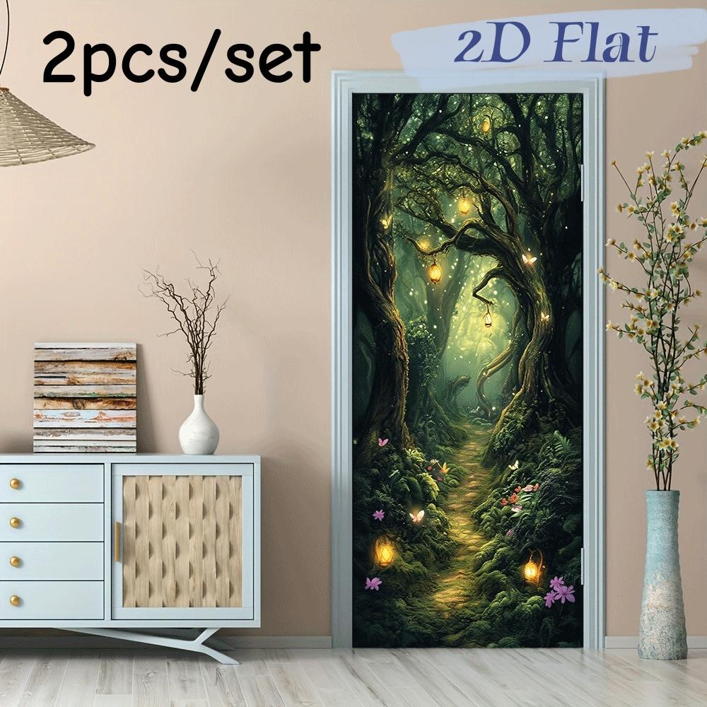 

2pcs Dreamy Forest Theme Door Wall Stickers Vine Butterfly Stickers Children s Room Bedroom Entrance Decoration Stickers Home Wa (as the picture,38.5x200cmx2)