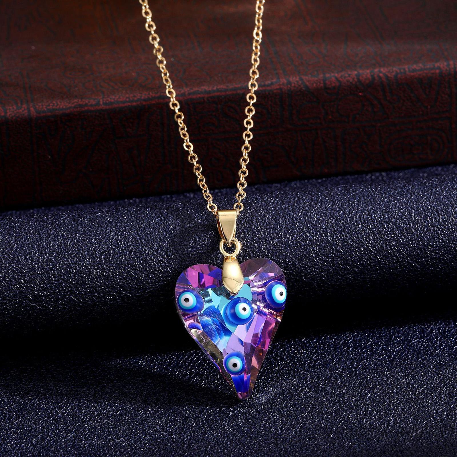 

Стеклянный кулон-амулет ручной работы (lampwork) на цепочке, золотистого цвета, с синим сердцем, каплей воды, глазом Фатимы, турецкий кулон для женщин, ювелирное изделие, длина 50 см