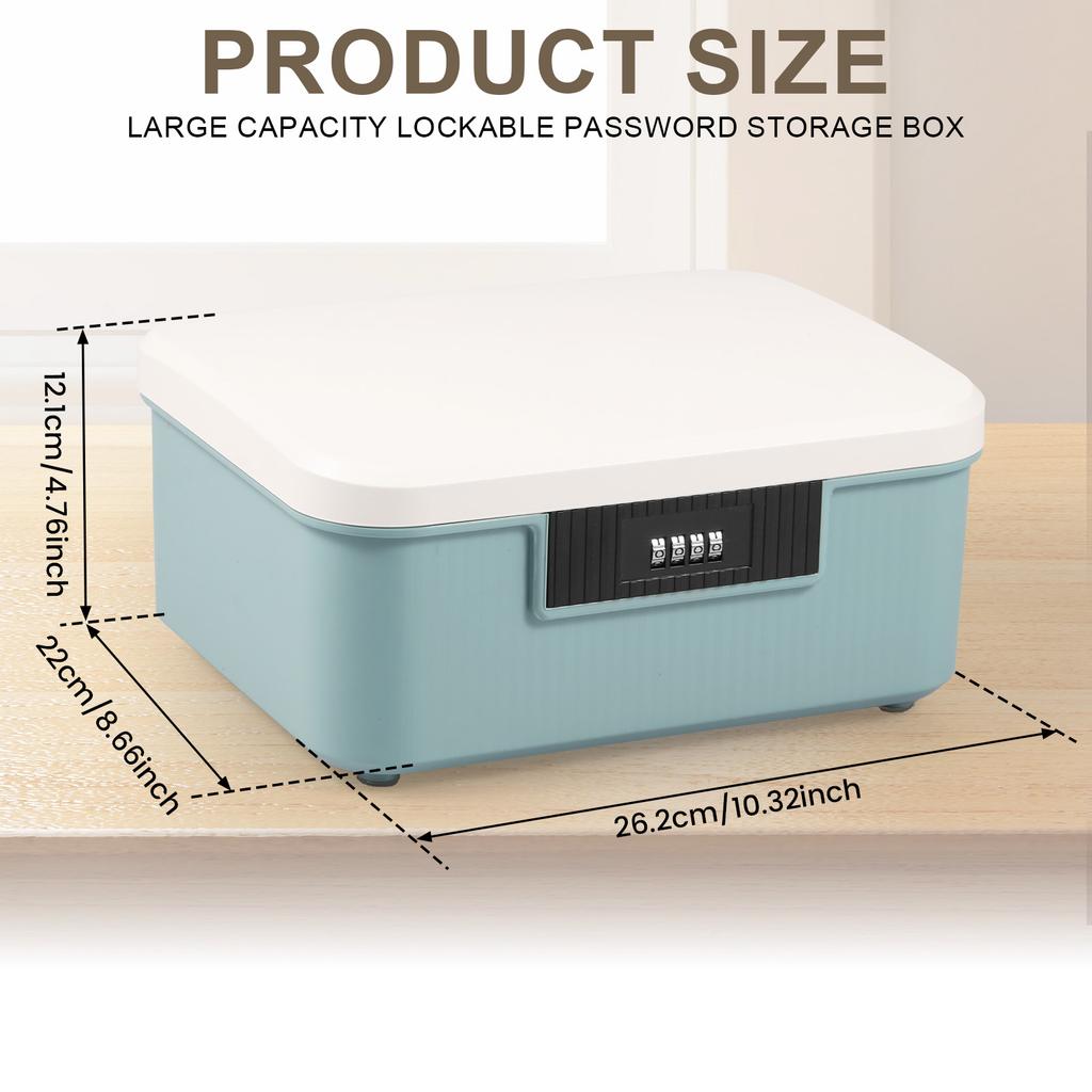 4 Digit Password Lock Safe Box Plastic Lockable Storage Bin High Security Household Cash Jewelry Privacy Security Storage Box