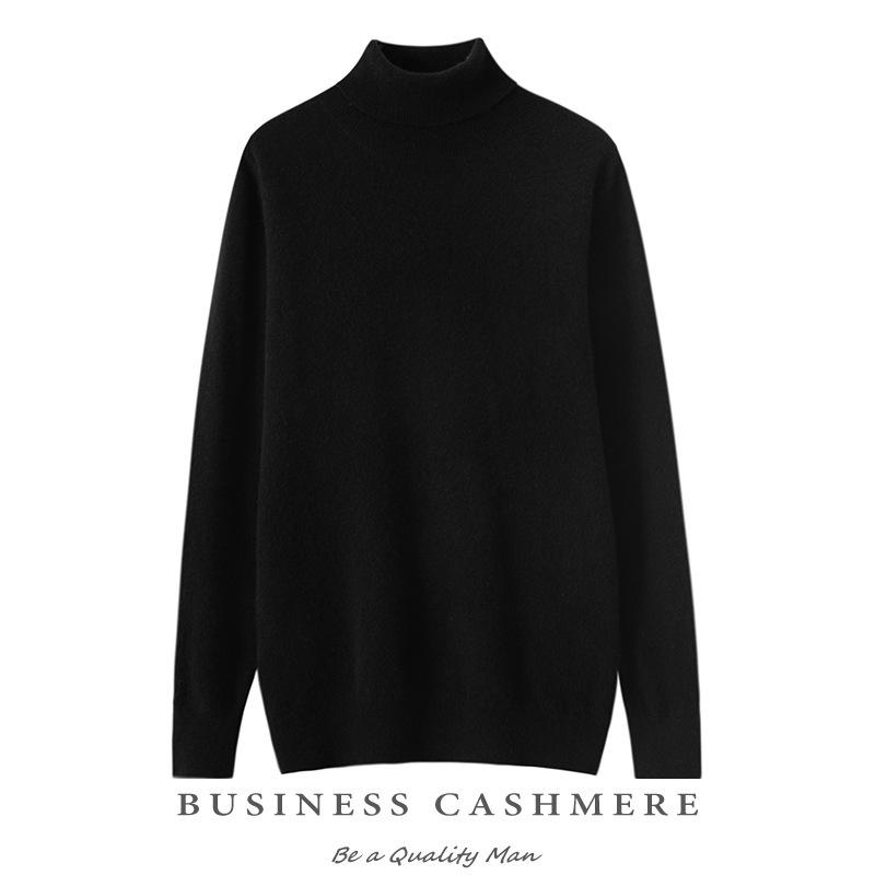 Men's Plus Size High Collar Cashmere Sweater - Thick Winter Knitwear