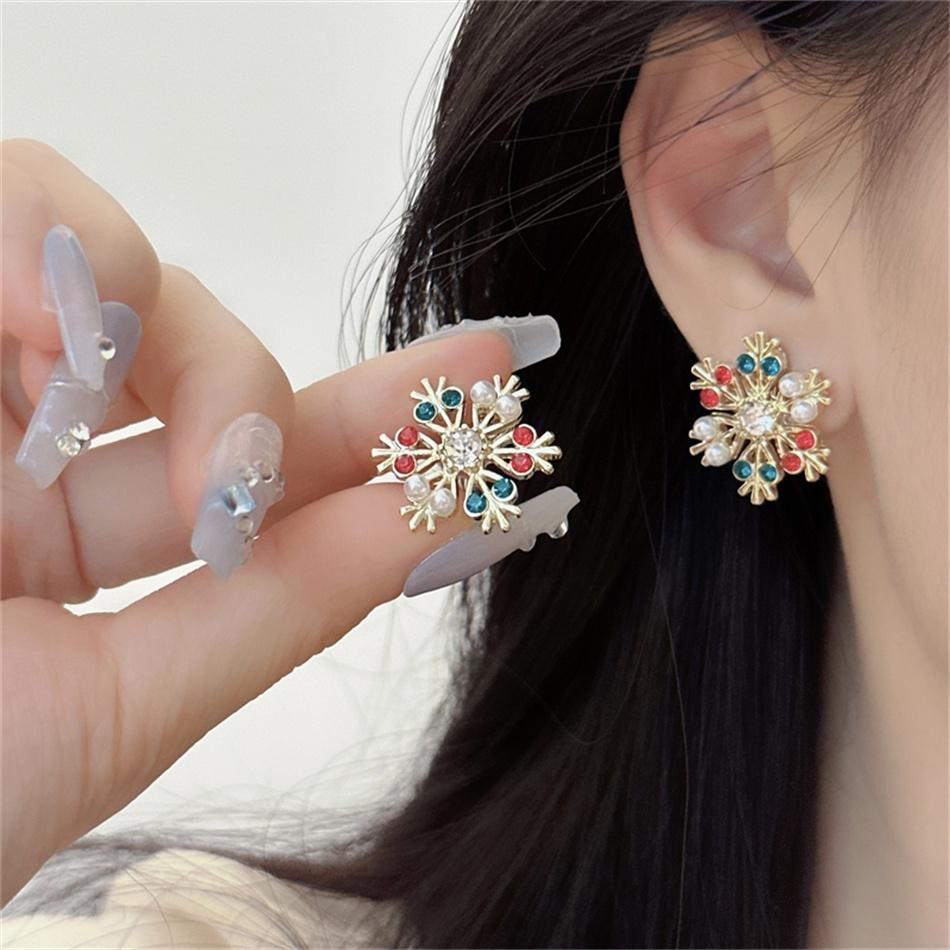 Christmas Alloy Rhinestone Crystal Pearls Christmas All Stud Earrings for Women Jewelry Boucles d'oreilles Accessory