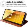 Coque + 2 Verres Trempés - E.F.Connection - Redmi Note 13 5G - Etui Magnétique Antichoc - Cuir PU - Marron