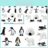 Realistic Arctic Animal Figurine Set With Polar Bear And Penguin For Desk Decoration