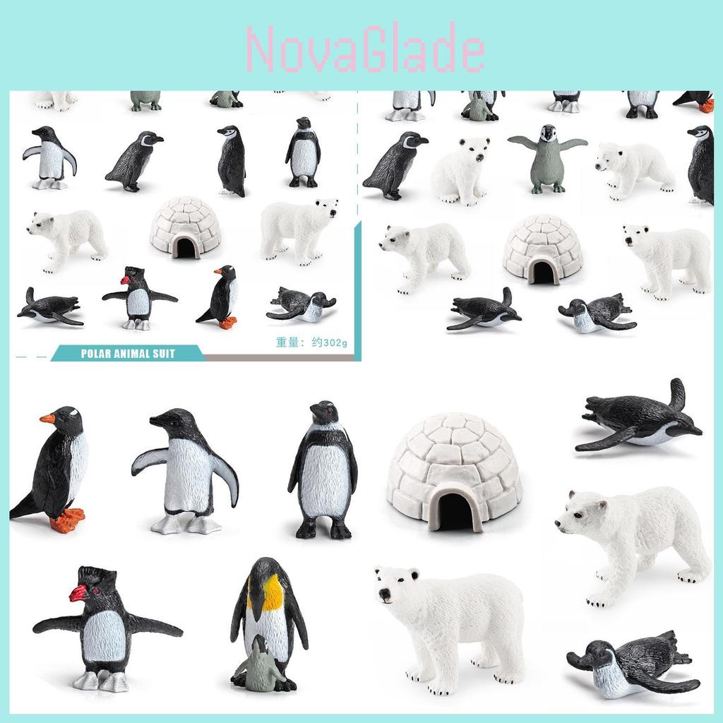 Realistic Arctic Animal Figurine Set With Polar Bear And Penguin For Desk Decoration