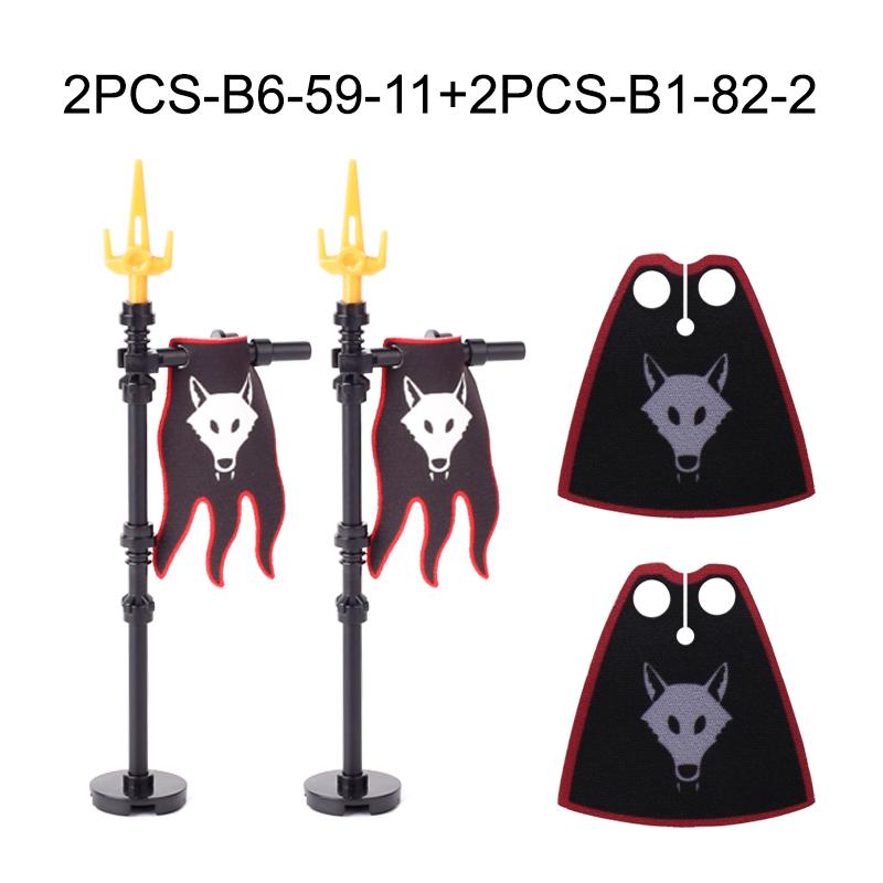 Medieval Military War Army Castle Knight Soldier Figures Building Blocks Weapon Cloak Helmet Shoulder Armor Flag Warrior Shield