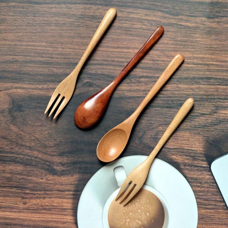 Ruhan Beechwood Fruit Fork and Dessert Spoon Set