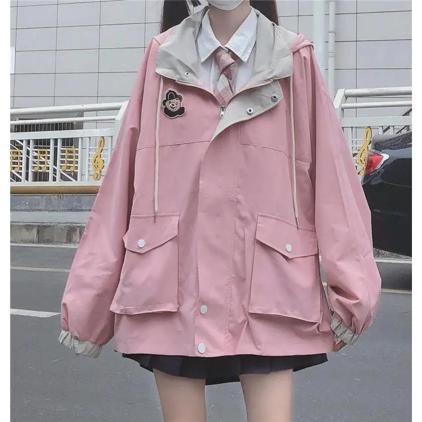 Spring Autumn Hoodie Sweatshirt Women Tops Loose Casual Milk Print Hoodie Streetwear Girl Zip Up Jacket